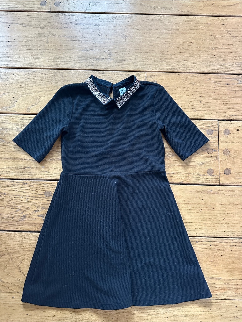 GAP Black Dress with Sequin Peter Pan Collar